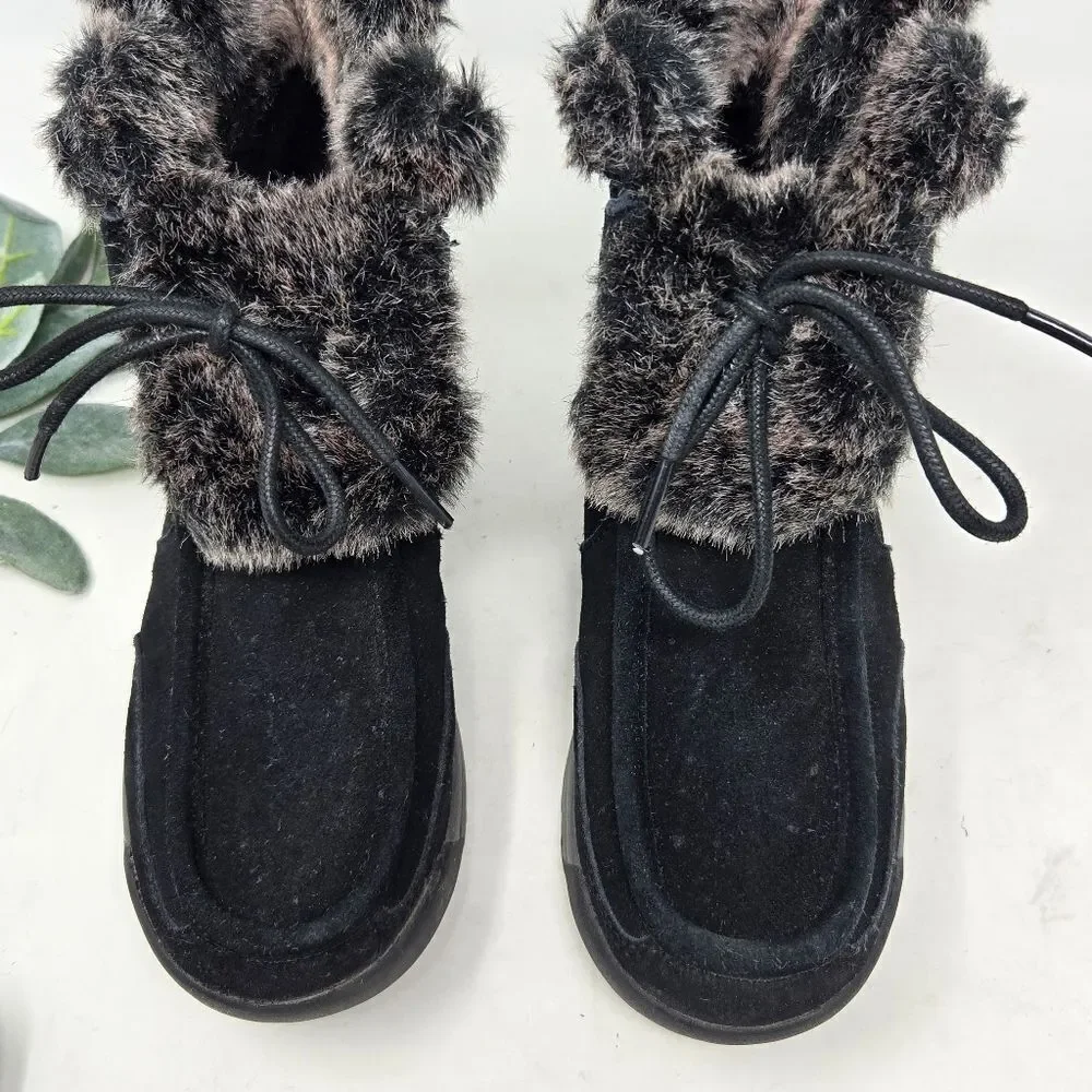LANDS' END Powder Belle‎ Suede Faux Fur Boots 6.5